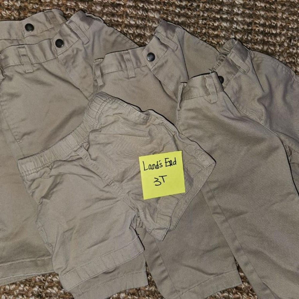 Boys 3T Lands End Khaki (4) pants and (1) shorts. Uniform or not!